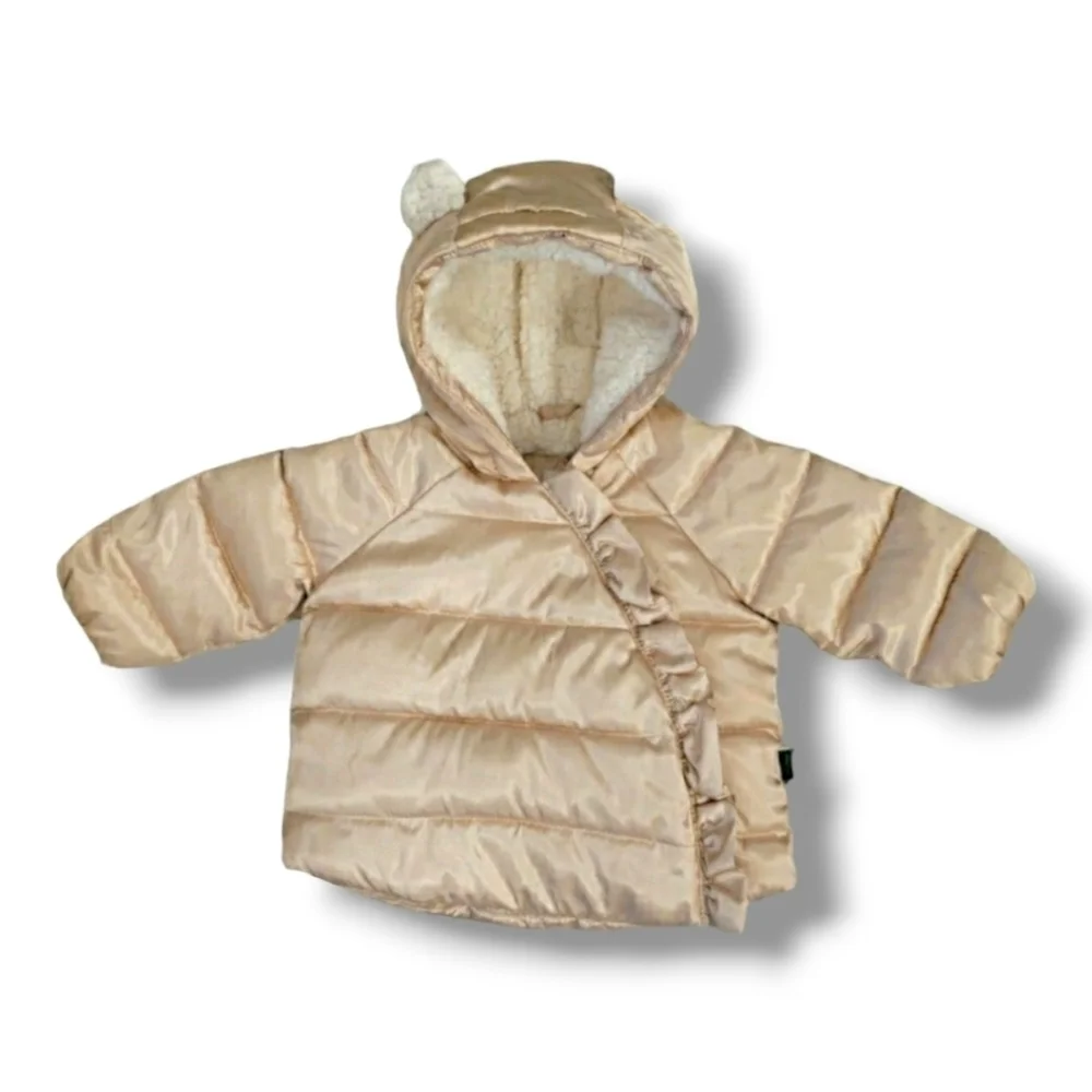 Gap Baby Shimmery Gold/Champagne Hooded Puffer Coat - Size 0-6 Months